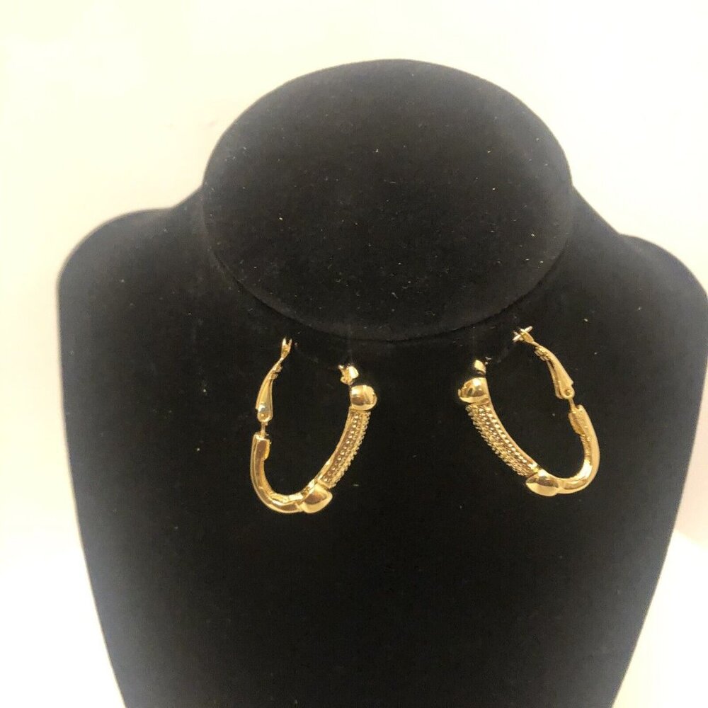 Stainless Steel Earrings For Women Heart Zircon Gold Color Piercing. New.